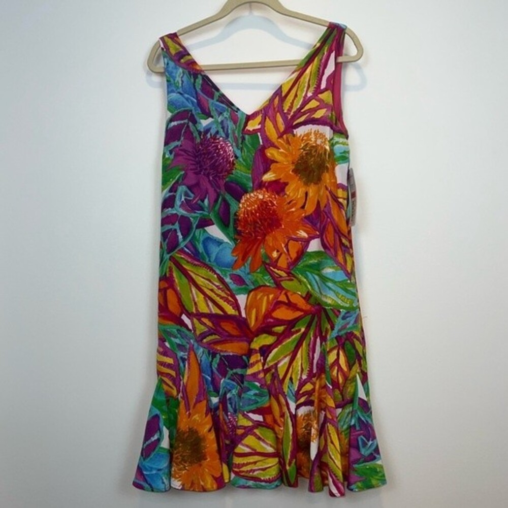 LAUREN RALPH LAUREN Sleeveless Ruffled Hem Dress, Multicolor Floral SZ 6 NWT